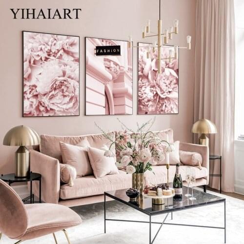 Peony Flower Canvas Painting Fashion Scandinavian Art Print Pink Floral Wall Poster Modern Living Room Home Decoration Picture