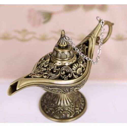 1pc Classic Aladdin Lamp Ornaments Wishing Lamp Metal Handicrafts for Living Room Hotel Decoration Creative Figurines New