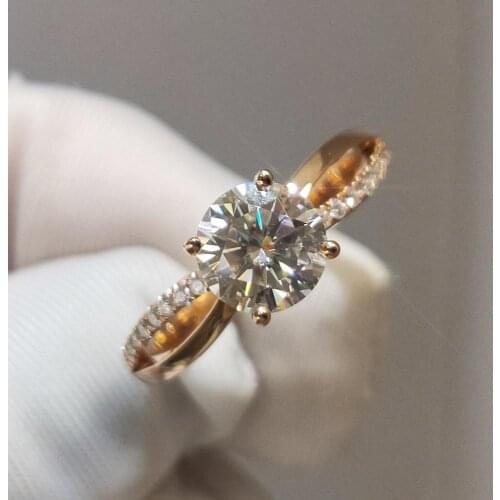 14K Rose Gold ring Romantic Moissanite jewelry Ring round brilliant cut moissanite Luxurious Engagemen Anniversary Ring