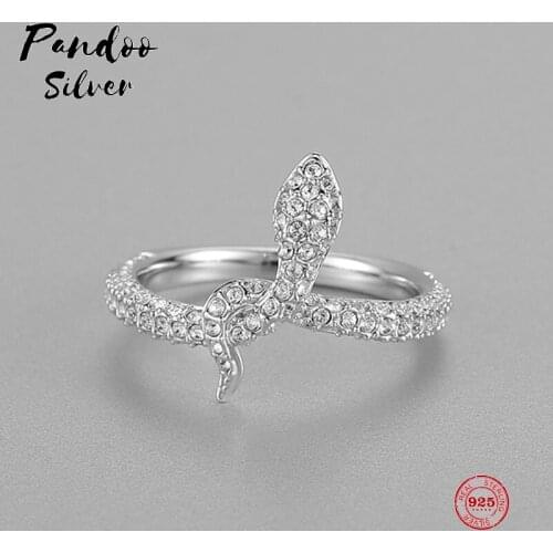 PANDOO ashion Charm Pure 925 Silver Original 1:1 Copy, Mysterious Feminine Fashion Snake Ring Ring Female Luxury Jewelry Gifts