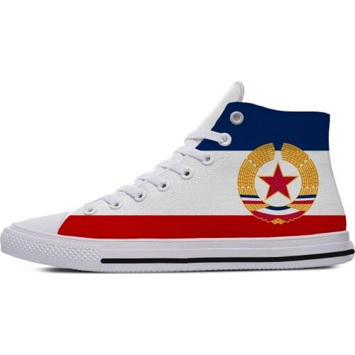 Flag of yugoslavia New Arrive Fashion Lightweight High Top Canvas Shoes Men Women Casual Shoes Breathable Sneakers