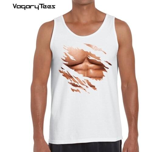 Big Boobs Sexy Stomach Pack Abs print Vest mens tank top Summer Creative Pattern Funny Modal tank top novelty Tops