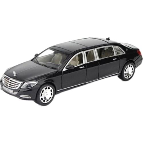 1:24 Maybach S600 Lengthen Zinc Alloy Car Model High Simulation Sound And Light Pull Back Kids Toy Christmas Gift