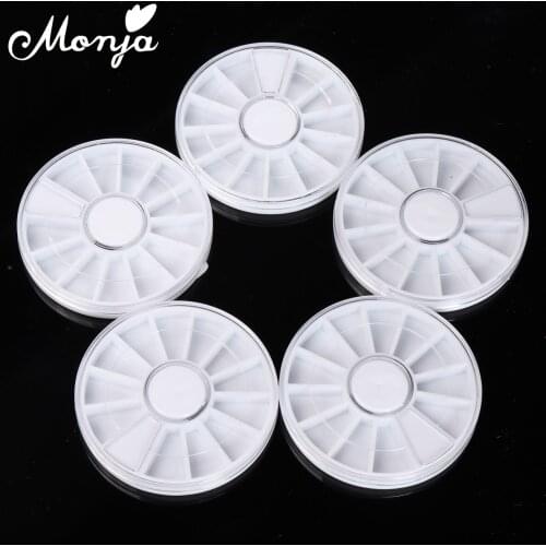Monja 5pcs 6cm Nail Art Rhinestone Beads Gems Empty Storage Container Case Box Wheel Manicure Tools