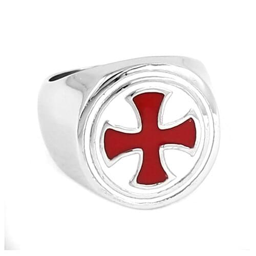 Wholesale Red Cross Ring Stainless Steel Jewelry Fashion German Army Iron Cross Knight Biker Mens Ring SWR0636