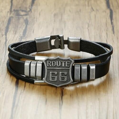 Chinese Style Grassland Tianlu Mens Bracelet Route 66 Carved Fashion Vintage Jewelry Bracelets for Mens Birthday Gifts