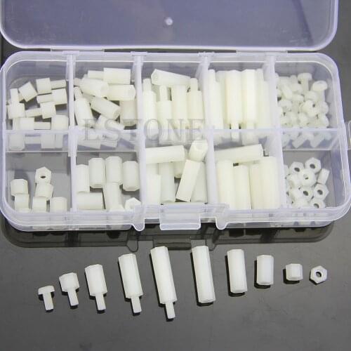 M3 Nylon Hex Spacers Screw Nut Assortment Kit Stand off Plastic Accessories Set