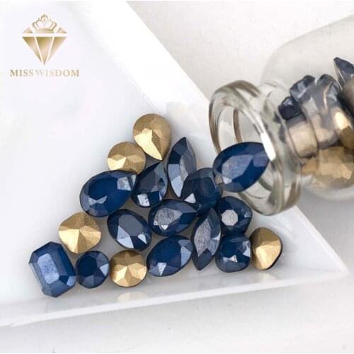 New Free shipping 50pcs/pack pointback Glue on nail art Dark blue Moka rhinestones 243MK high quality glass crystal nail art