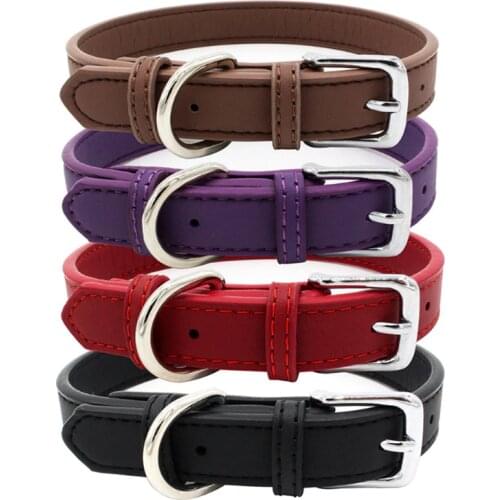 20 Pieces/Lot)Hot Sale Plain Dog Collar Pet Neck Chain Microfiber Soft Leather Collars for Small Medium Dogs