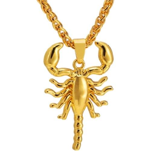 HIP Hop Bling Iced Out Cubic Zirconia Animal Necklace Titanium Alloy Steel Scorpion Necklaces Pendants For Men Rock Jewelry