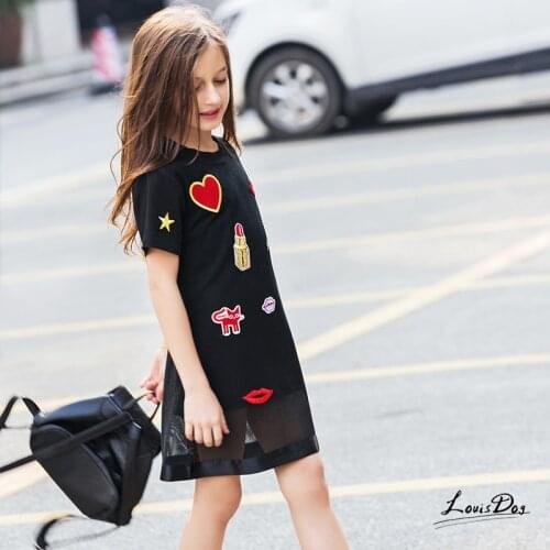 Girls Dress Summer Flare Sleeve Chiffon Black Dress for Students Junior Girl 8 9 10 11 12 14 years Casual Teenage Girls Clothes