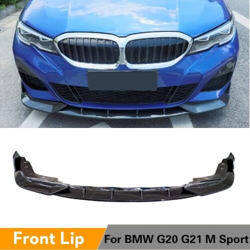 PP Matte Glossy Black Carbon Look Front Bumper Lip Splitters For BMW 3 Series G20 G28 2019 2020 Front Bumper Lip