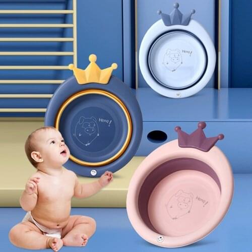 Newborn Baby Bath Tub Cartoon Infant Folding Bathtub Basin for Baby Washing Face Foot Basin Portable Folding Babi Bathtub