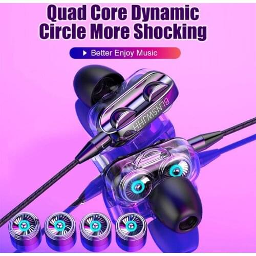 3.5mm Wired In-ear Earphones Hifi Sound Stereo Shocked Bass Music Headset Computer Gaming Earphone with Mic Volume Control
