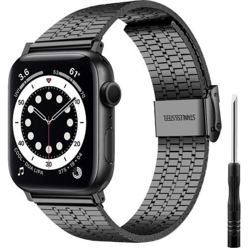 For Apple watch band 44mm 42mm Stainless Steel Metal strap for apple watch se iwatch 6 5 4 3 40mm 38mm Adjustable Wristband