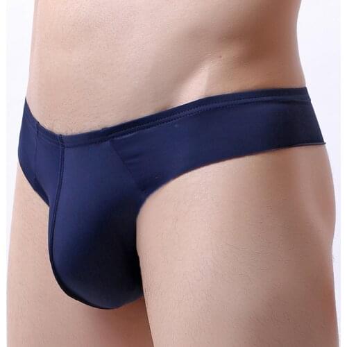 Sexy Gay Underwear Men Briefs Shorts Seamless Ice Silk T-panties Man Solid Low Rise Pouch Underpants Cueca calzoncillos S-XL