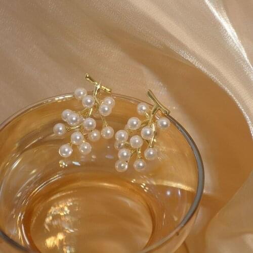 ALLNEWME Exquisite Simulated Pearl Grape Shape Pendant Earrings for Women Ladies Long Pearl Tassel Earrings Accessories Hot