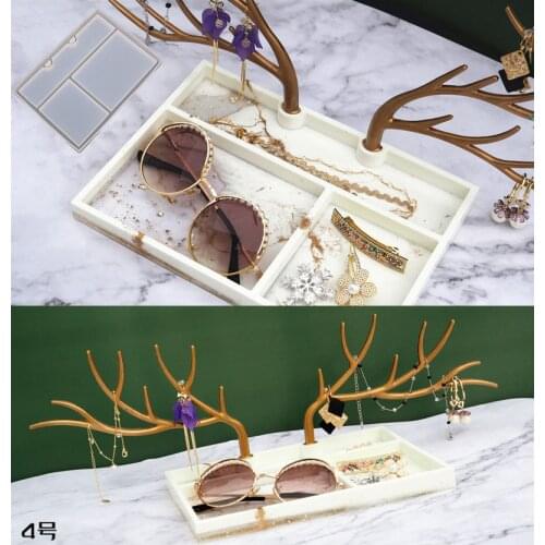Christmas Style Antler Tree Branch Silicone Mold for Jewelry Display Rack Diy Resin Crystal Epoxy Jewelry Tray Mould Tools