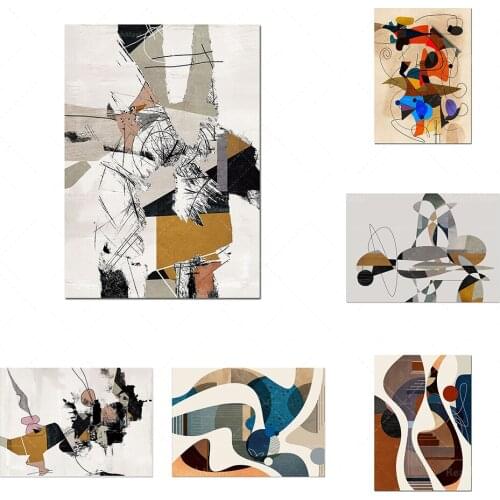 Modern Mid Century Ensemble d’estampes, abstract geometric printed wall art decoration poster