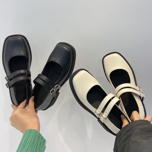 White Lolita Shoes Platform Mary Janes Shoes Patent Leather Women Buckle Strap Dress Shoe zapatos mujer Black Spring Autumn 2021