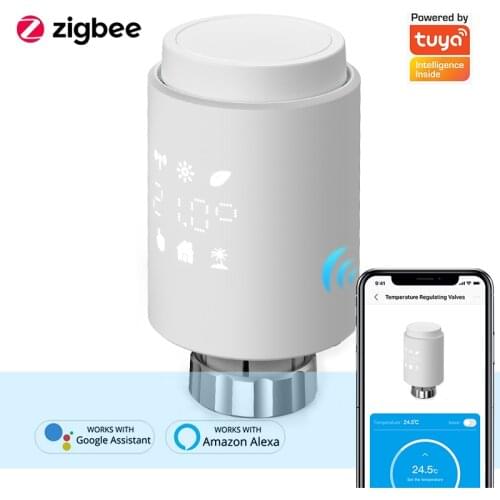 Tuya ZigBee Smart Radiator Actuator Programmable Thermostatic Radiator Valve Temperature Controller Support Alexa Google home