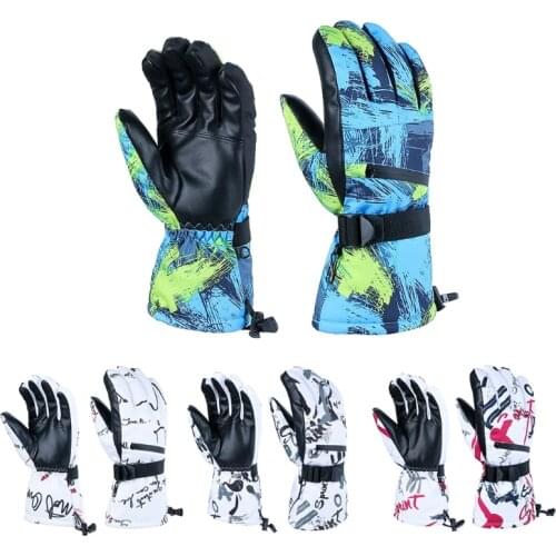 Unisex Winter Warm Snow Ski Touchscreen Gloves Waterproof Thermal Plush Lined Cold Weather Non-Slip Snowboard Mittens