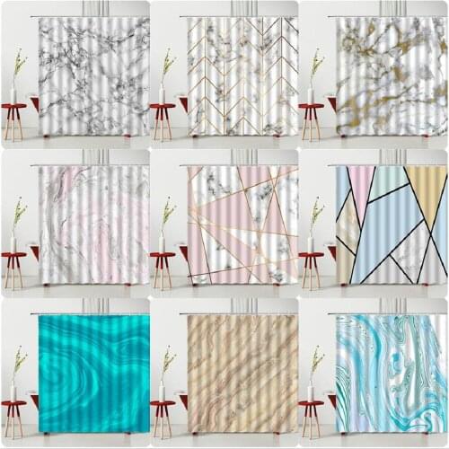 Marble Shower Curtains Geometric Colorful Creativity Waterproof Polyester Fabric Bathtub Decoration With Hooks Hanging Curtain