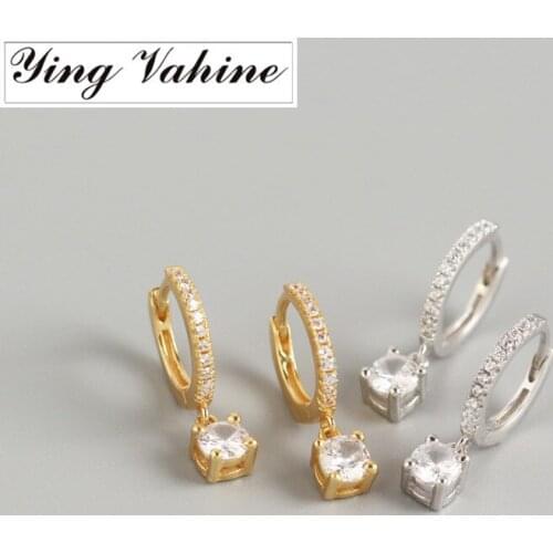Ying Vahine New 100% 925 Sterling Silver Small Zircons Pendant Stud Earrings for Women