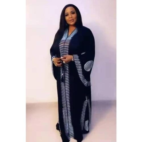 HIJABMUSS African National Clothing Big Swing Dress Temperament Womens Robe Fashion Hot Diamond With Hijab Belt Modest Dress