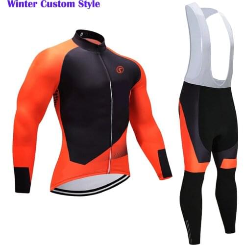 Winter ORANGE TEAM CYCLING JACKET 20D bike pants set Ropa Ciclismo MENS thermal fleece pro BICYCLING jersey Maillot bottoms
