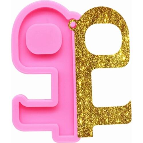 1PC Bright Glossy Door Opener Hook Keychain Mould Silicone Epoxy Resin Mold Cake Mold Bakeware Tools Cake Decorating Supplies