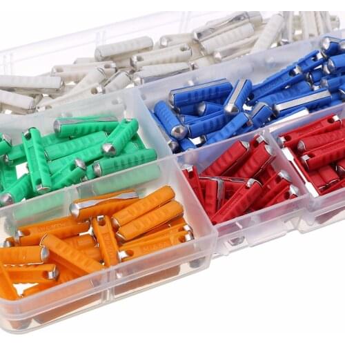 200pcs Continental Ceramic Fast-Acting Torpedo Automotive Fuses 5/8/10/16/25AMP Assorted Kits Set