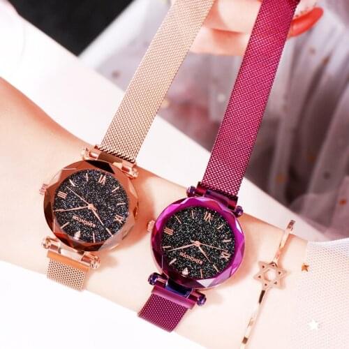 2021 High-end small fashion ladies starry sky mesh belt waterproof vacuum plating watch