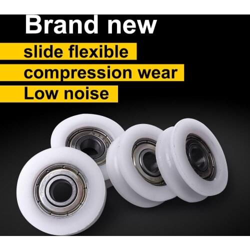 4 Pcs 7 Size U Groove Metal Shield Nylon Pulley Wheels Roller Ball Bearings Wire Guide Roller Bearings
