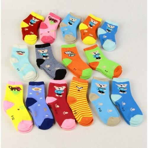 5 Pairs Baby Socks Spring Autumn Winter Kids Cartoon Print Kids Socks Cotton Elastic Colorful Socks for Boys Girls 1-13 Years