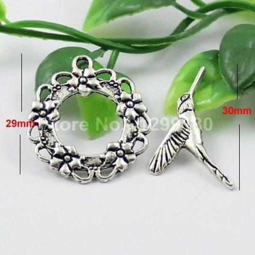 50sets/lot Antique Silver Fold Over bird Lobster Clasp For Necklace Bracelet Chain DIY Jewelry Accessory 29mm,30mm K01248