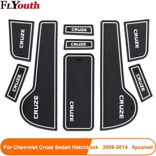 9pcs Car Styling Interior Non-Slip Mat Door Groove Pad Cushion Rubber Mat Fit For Chevrolet Cruze Sedan Hatchback 2009-2014