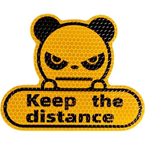 Car sticker panda sticker keep distance reflective sticker fluorescent yellow green hexagon honeycomb cartoon decorative Decal