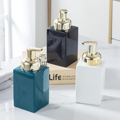 420ml Ceramic White Hand Sanitizer Press Bottle Simple Hotel Bathroom Accessories Foam Dispensing Large Capacity Soap Dispenser