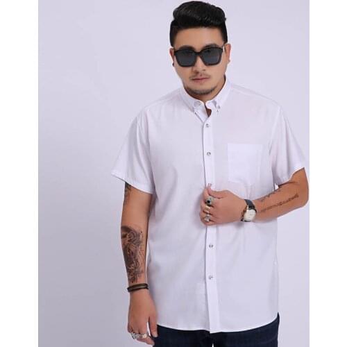 Summer plus size short-sleeved shirt mens business casual thin shirt bust 159 cm 8XL 9XL 10XL 11XL 12XL 5 colors