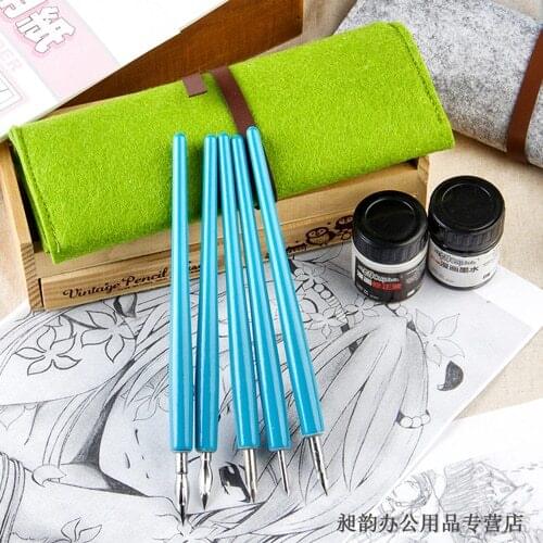 BORRENCE Comics Pen Dip Pen [ 5 Tip 5 Penholder 1 Pencil Bag ] Comics Tool Set Fountain Pen