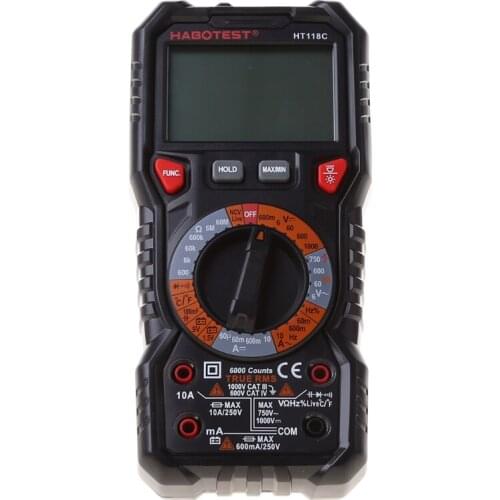 HT118 6000 Counts 1000V AC DC Digital Multimeter NCV Live C/F Duty Multimetro Voltage Meter