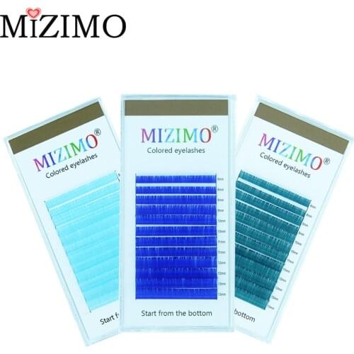 MIZIMO Color False Eyelashes Blue Light Blue 8-13 Mixed Length Grafting Eyelash Extension Tool