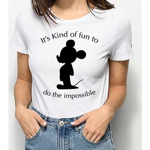 Its Kind of Fun To Do The Impossible Mickey Mouse Graphic Fashion Casual Cute Vintage Female Tees Tops Clothing Unisex T-Shirt
