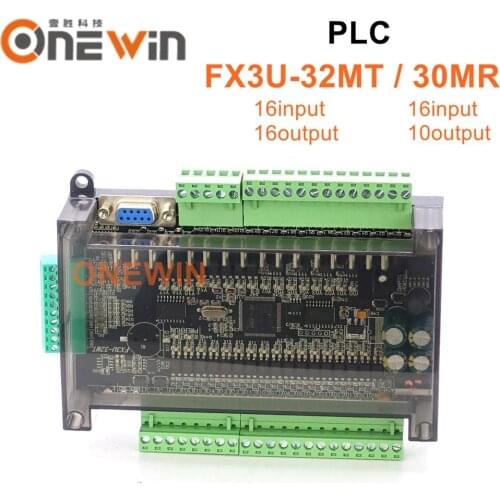 FX3U-32MT FX3U-30MR PLC industrial control board 6AD 2DA Relay output with RTC RS485 CAN communication Compatible with FX1N FX2N