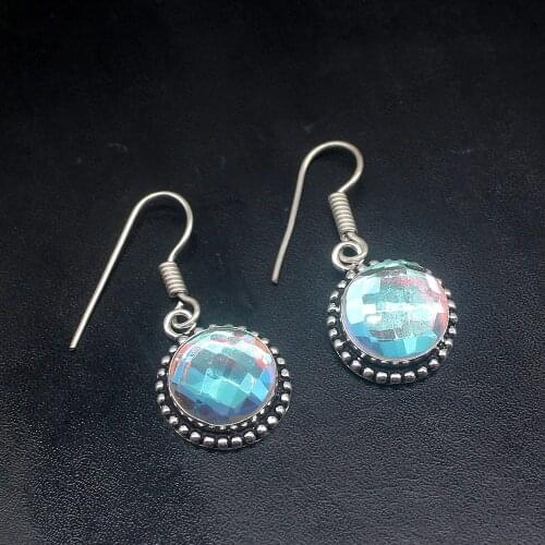 Gemstonefactory Big Promotion Unique 925 Silver Fashion Faceted Mystical Topaz Women Ladies Gifts Dangle Drop Earrings 20211922