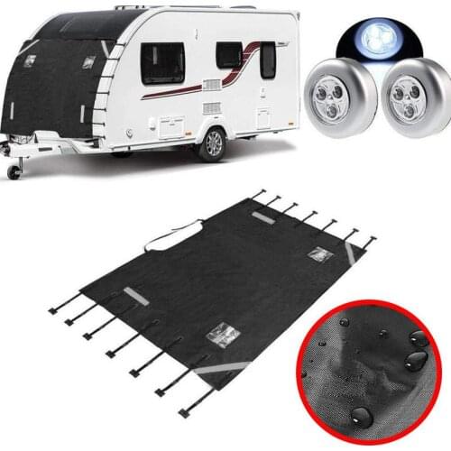 Caravan Front Towing Cover Protector Covers Dustproof Universal Front Towing Cover Reflective Strip with 2Pcs LED light