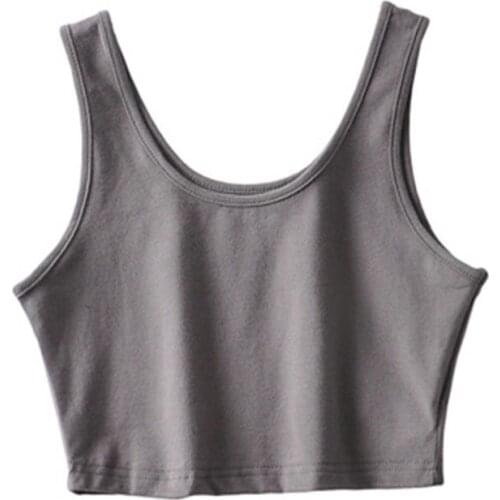 Short Top Sexy Woman Summer Crop T-Shirt Sleeveless Cotton Casual U-Neck Solid Color Slim Vest Track Suit Female Mountaineering