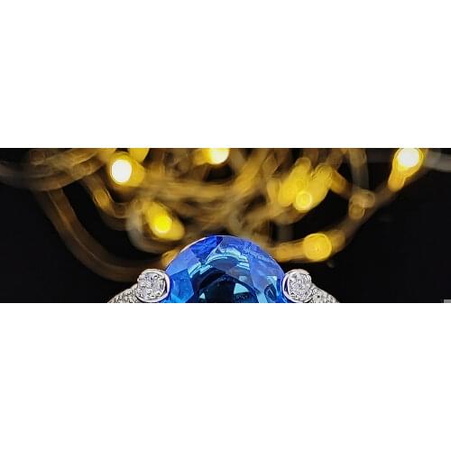 Best selling trendy Blue oval Engagement Ring for women lady anniversary gift jewelry drop shipping R5071