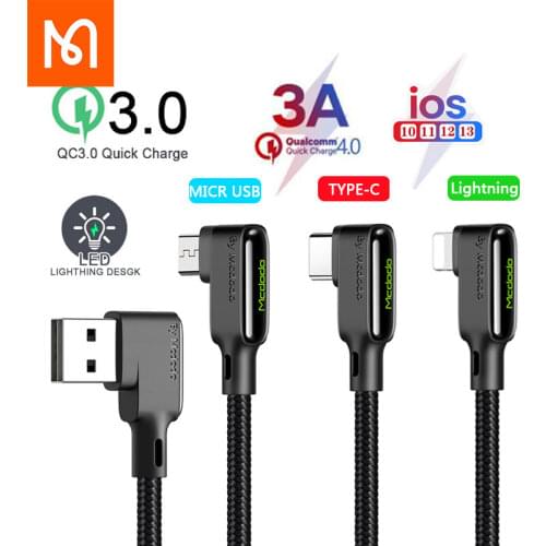 Mcdodo Lightning/ Type-C/Micro usb 3A Fast Charging Charger Cable for Iphone cases Samsung Huawei Android usb Cable